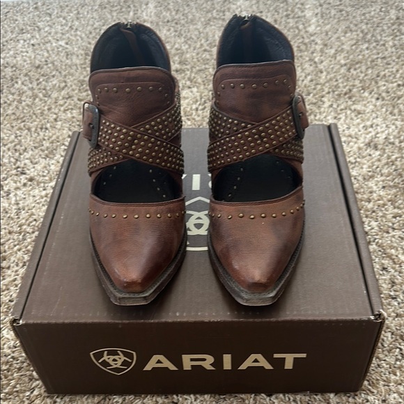 Ariat Shoes - Ariat Brown Ankle Boots with Western Design